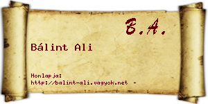 Bálint Ali névjegykártya